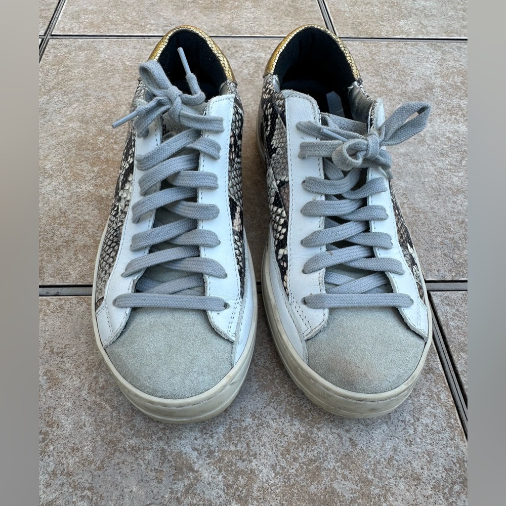 P448 John Python Snake Print White Leather Irides… - image 3